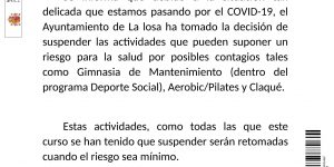 SUSPENSIÓN ACTIVIDADES